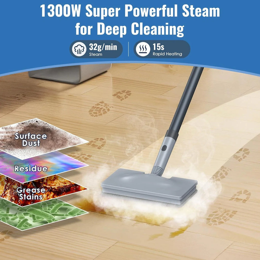 Steam Mop with Detachable Handheld Steam Cleaner for Home and Floor Cleaning