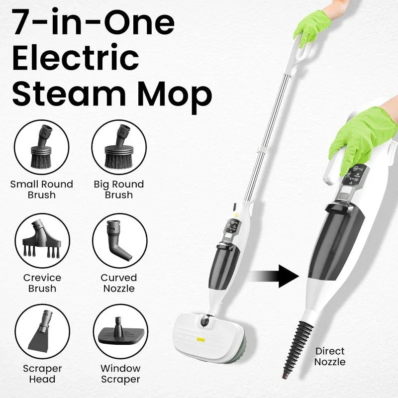 Mop – 15-in-1 Detachable Floor Scrubber with 3 Steam Modes – Electric Mop