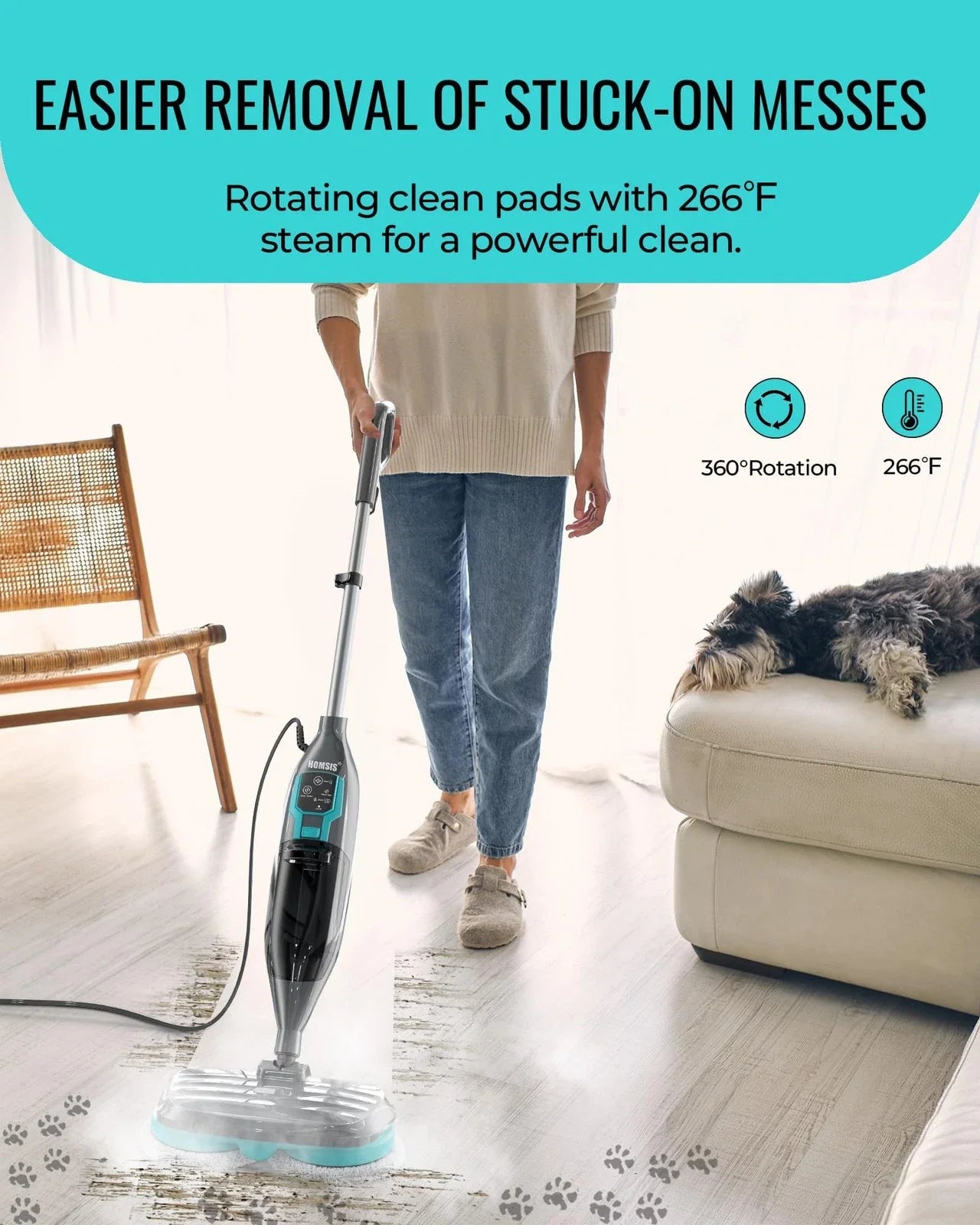 Steam Mop Floor Steamer Scrubber: Hardwood Tile Laminate and Vinyl Hard Surfa...